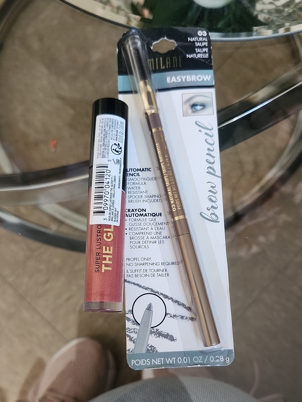 Milani EasyBrow Automatic Brow Pencil Taupe with Rose Gold Lip Gloss